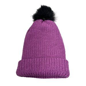 Trend + Relic by Julie Norkus | Purple Hand Knit Beanie w/ Pom | One Size